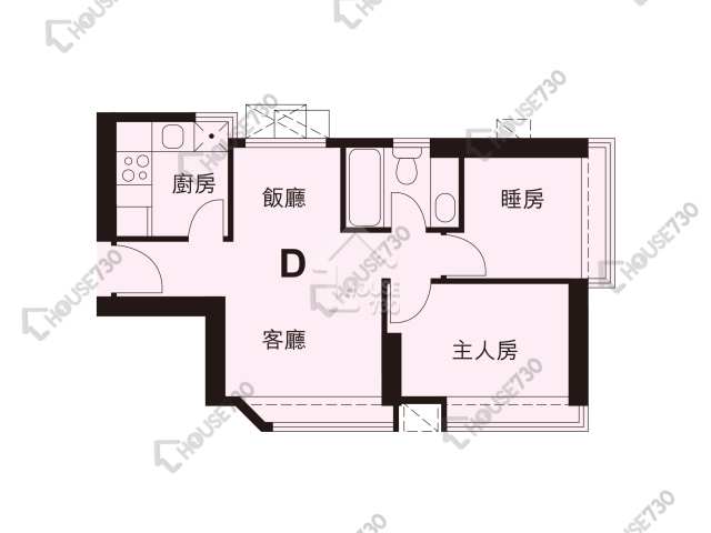 坑口 海悦豪园 单位平面图 2座-高层/中层/低层-D室 House730-7103444