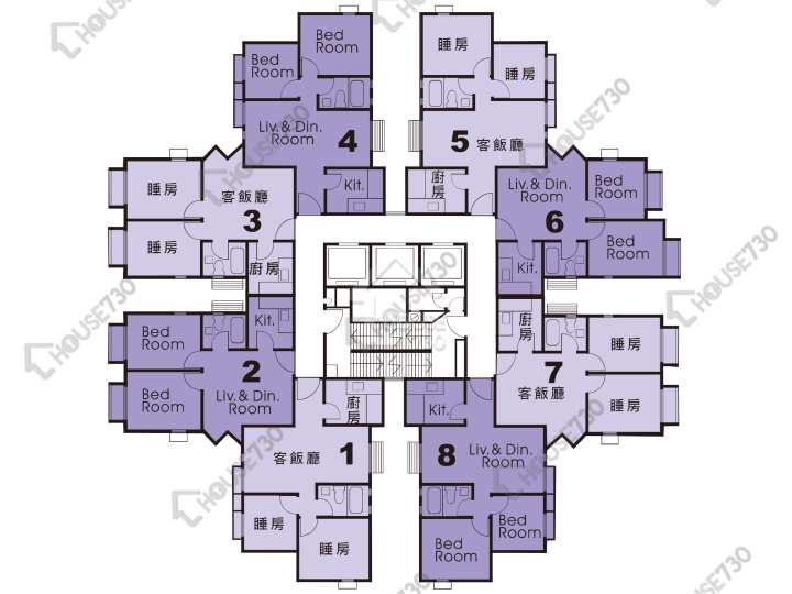 峻峰花園 平面圖 峻峰花園 E座 6-13,15-22,23樓 樓層平面圖 - House730