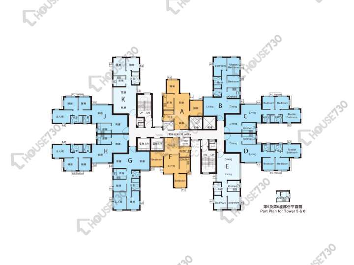 海濱南岸 平面圖 海濱南岸 6座 1-21樓 樓層平面圖 - House730