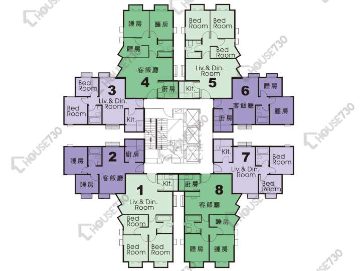 峻峰花園 平面圖 峻峰花園 D座 6-13,15-26,27樓 樓層平面圖 - House730