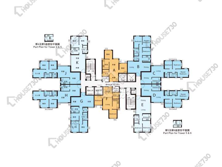 海濱南岸 平面圖 海濱南岸 5座 1-21樓 樓層平面圖 - House730