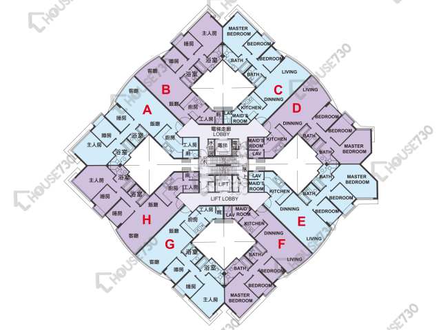 帝琴湾 平面图 帝琴湾 凯弦居 10座 1-3,5-7,8楼 楼层平面图 - House730