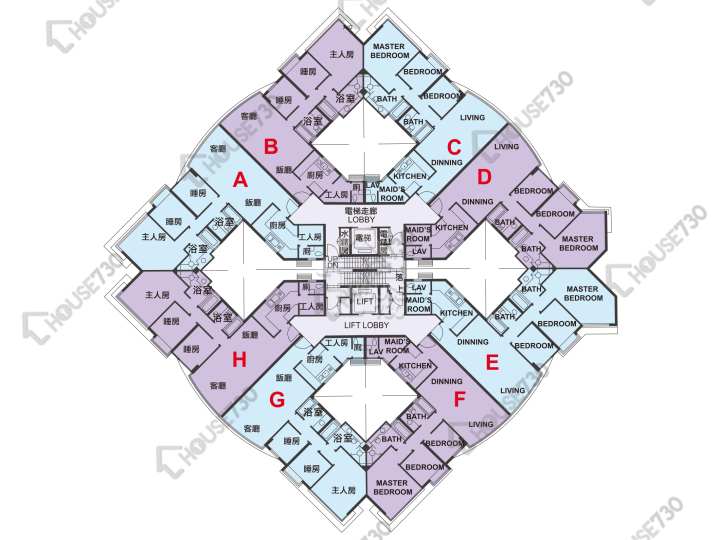 帝琴湾 平面图 帝琴湾 凯弦居 10座 1-3,5-7,8楼 楼层平面图 - House730