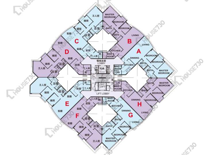 帝琴湾 平面图 帝琴湾 凯弦居 11座 1-3,5-7,8楼 楼层平面图 - House730