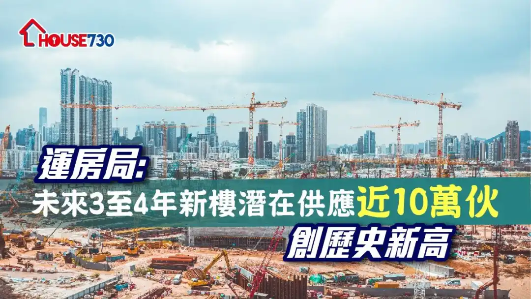 截至今年3月底，未來3至4年潛在私樓供應量達9.9萬伙，比上一季9.8萬元再增加1,000伙，創下歷來供應新高。