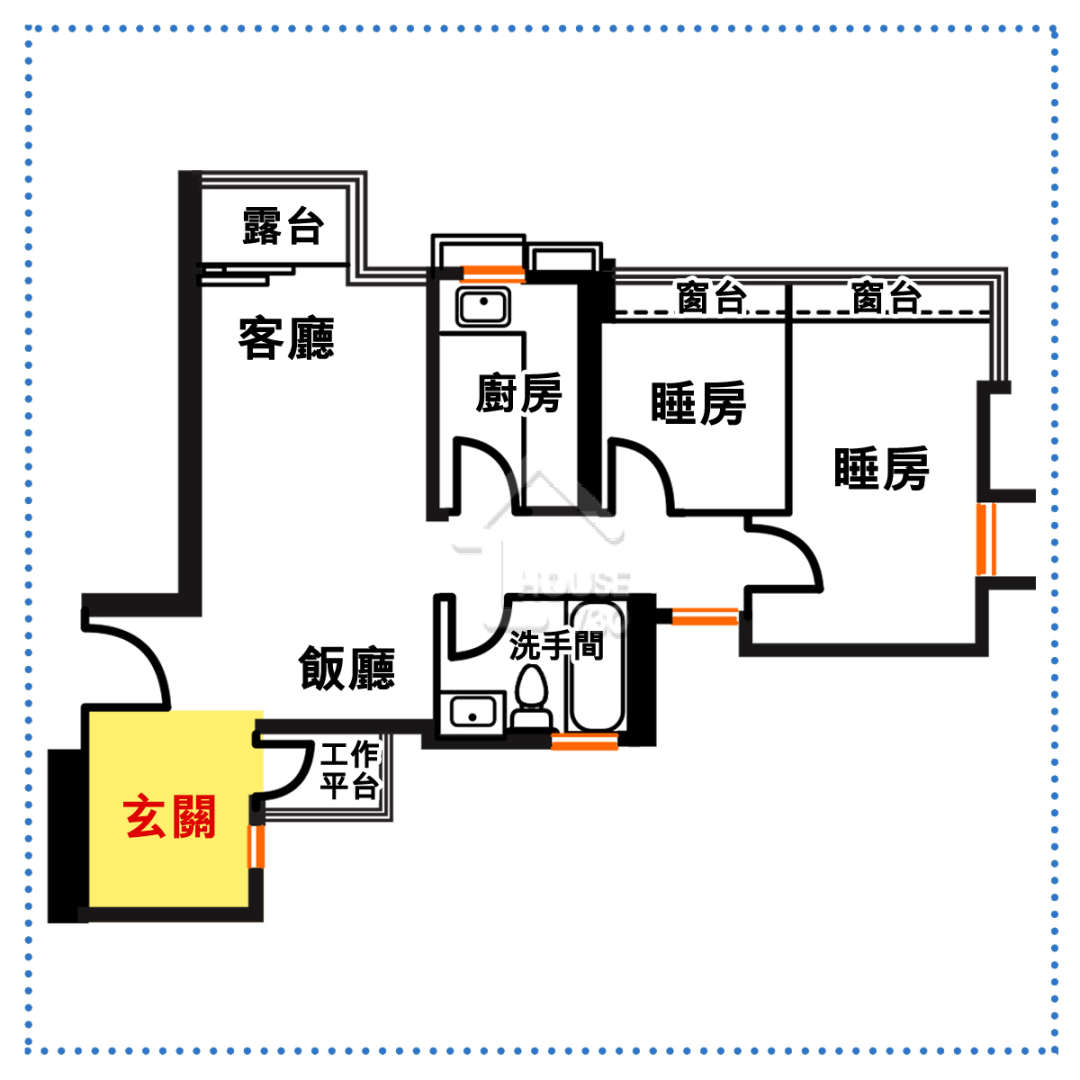 進入屋內超級玄關便出現在右邊，實呎約40，猶如一間細房的面積，更設有窗戶，並連接工作平台。