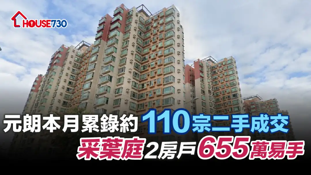 买卖租务-元朗本月累录约110宗二手成交 采叶庭2房户655万易手-House730