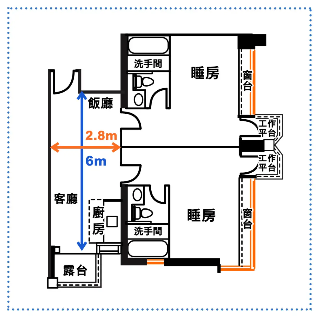 每间套房实用面积约210平方尺，较屯门菁隽的龙床盘单位或一般不足200平方尺的纳米楼更大。