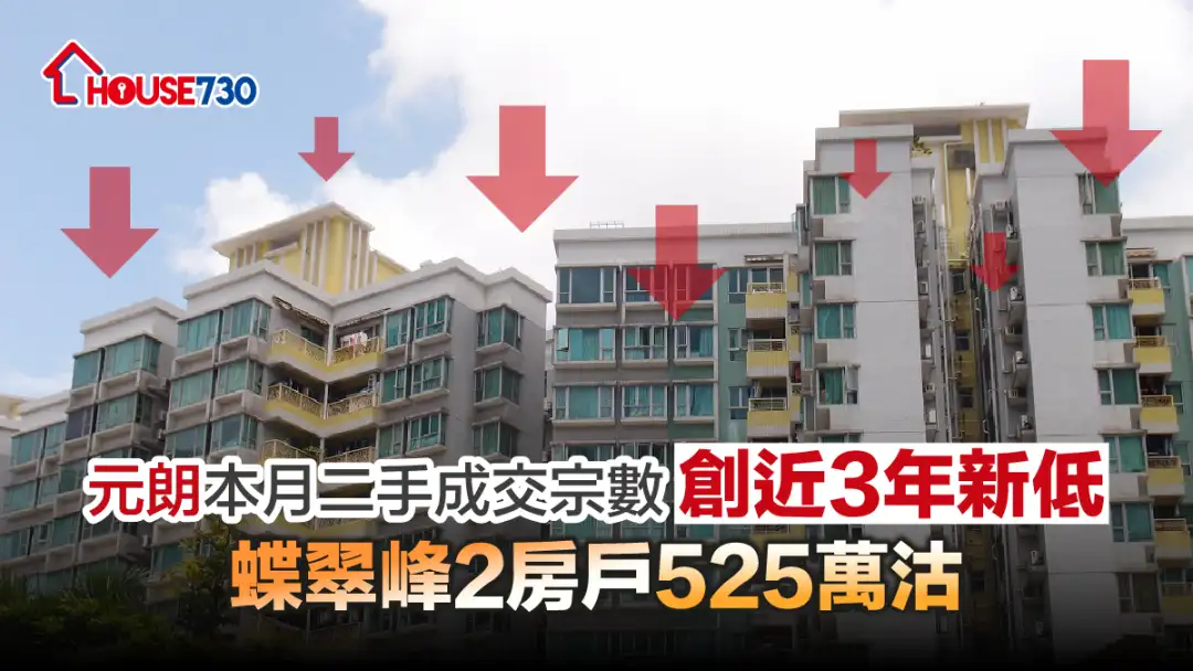 买卖租务-元朗本月二手成交宗数创近3年新低 蝶翠峰2房户525万沽-House730