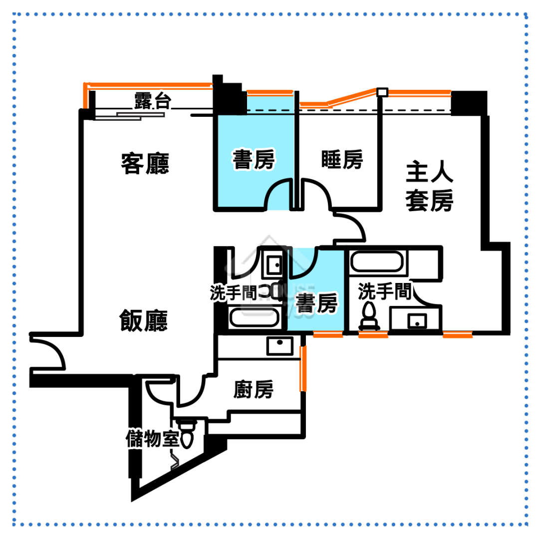 大書房實用面積約55平方呎，與隔壁的睡房大小及設計相若，更有窗戶及窗台。