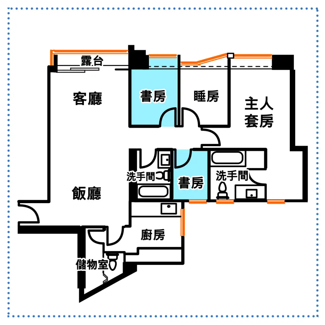 大书房实用面积约55平方尺，与隔壁的睡房大小及设计相若，更有窗户及窗台。