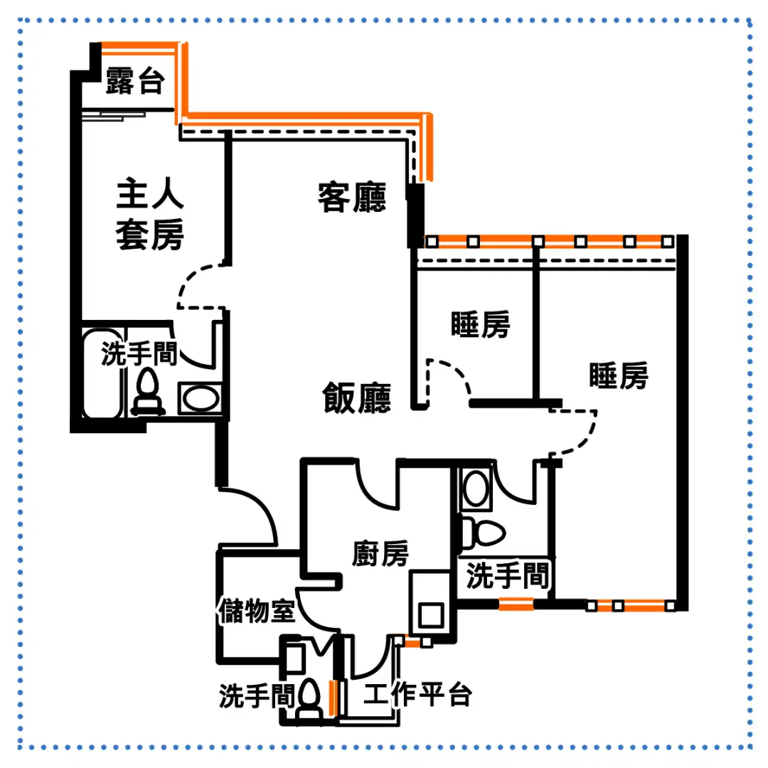 全屋亮點是一間實用面積達124平方呎的「細房」，以長方形開則，長度超過5.5米，闊約2米，比主人套房還要大。