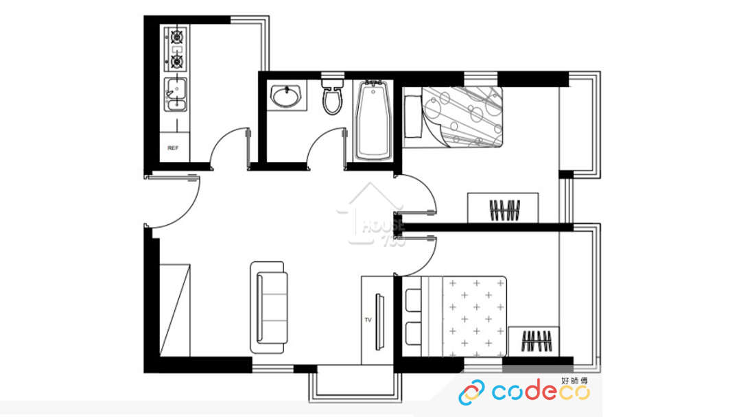 新都城一期2房單位間隔｜好師傅CoDECO.hk