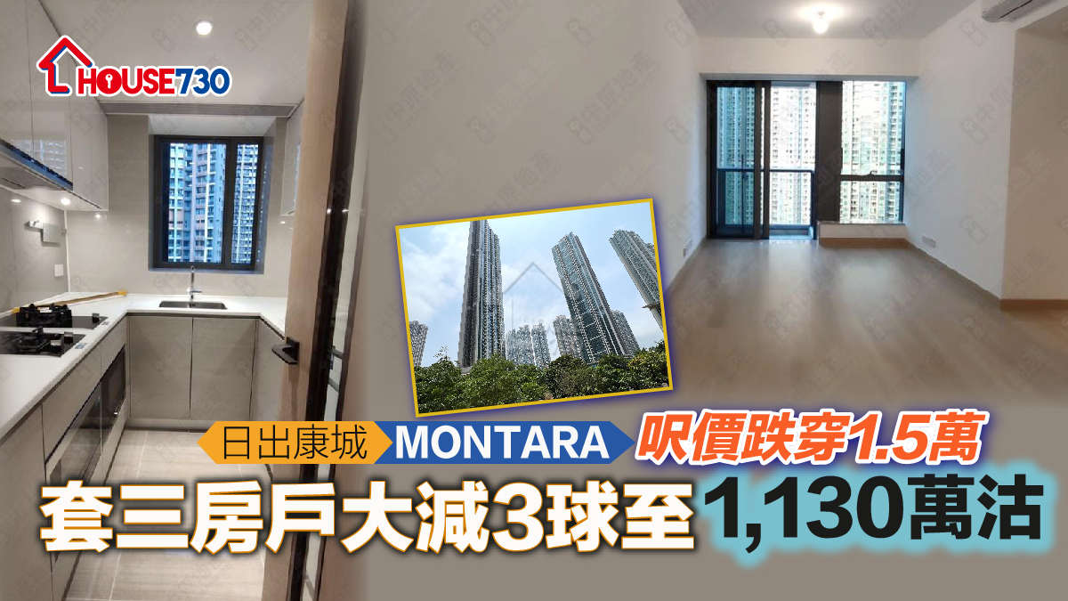 買賣租務-日出康城MONTARA呎價跌穿1.5萬 套三房戶大減3球至1,130萬沽（有相）-House730
