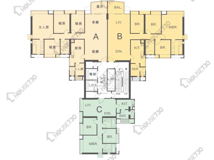 聚龍居 平面圖 聚龍居 1座 2-3,5-13,15-21,22樓 樓層平面圖 - House730