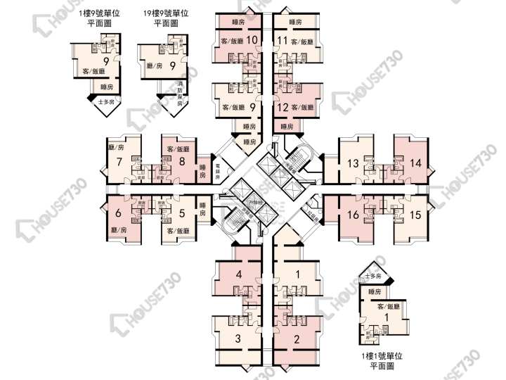 裕明苑 平面圖 裕明苑 裕榮閣 (A座) 1-38樓 樓層平面圖 - House730