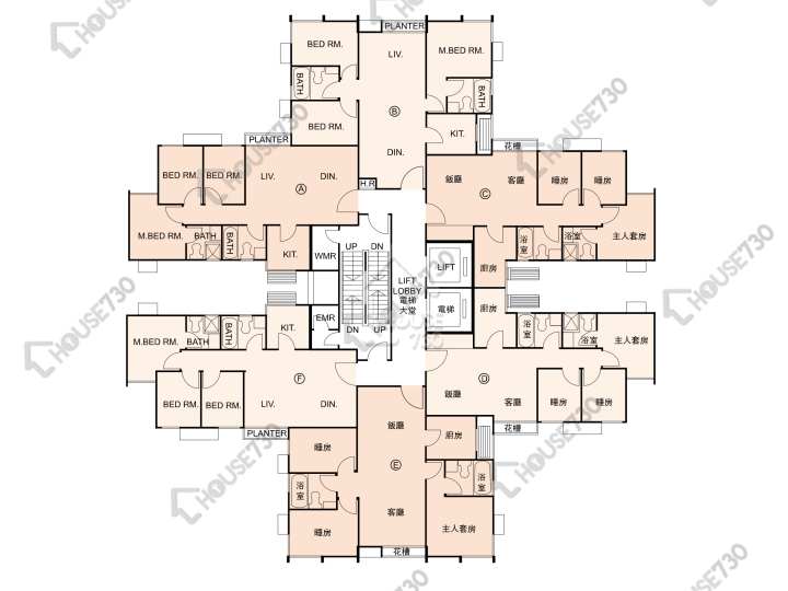 又一居 平面圖 又一居 3座 1-6樓 樓層平面圖 - House730