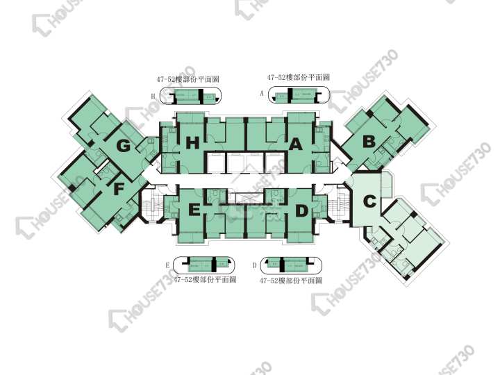 泓景臺 平面圖 泓景臺 2期 8座 22-23,25-33,35-43,45-51,52樓 樓層平面圖 - House730