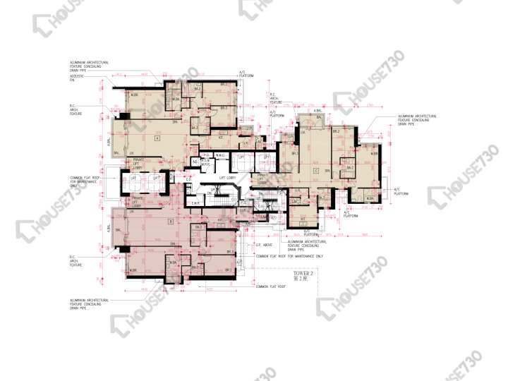 傲玟 平面圖 傲玟 1座 2樓 樓層平面圖 - House730