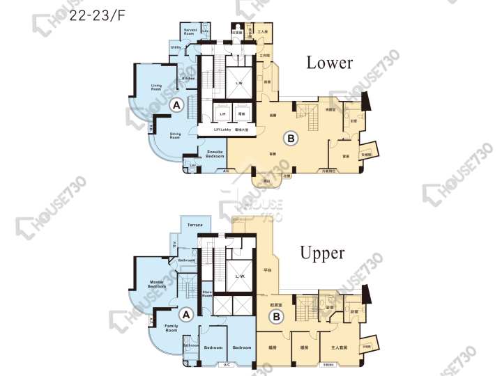 淺水灣道37號 平面圖 淺水灣道 37 號 1座 22-23樓 樓層平面圖 - House730