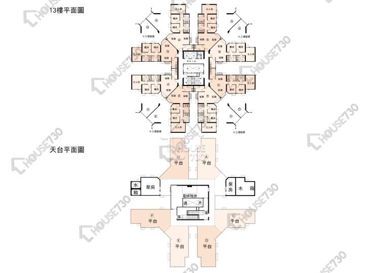 蔚翠花園 平面圖 蔚翠花園 4座 13樓 樓層平面圖 - House730