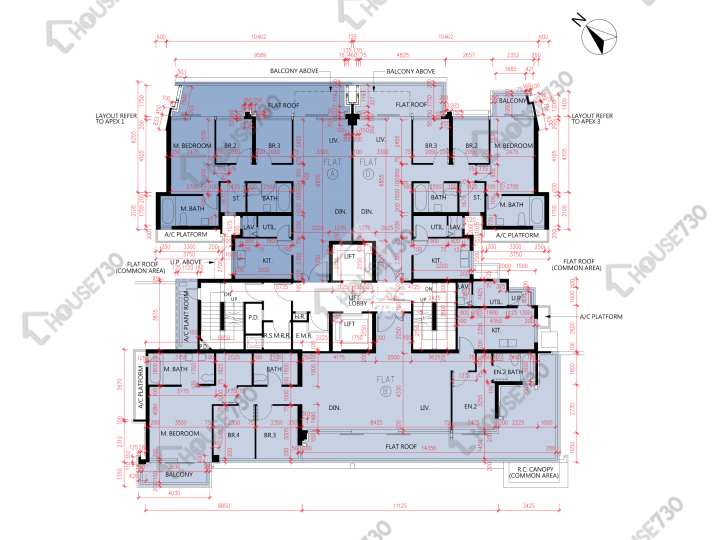 雲端 平面圖 雲端 Apex 2座 2樓 樓層平面圖 - House730