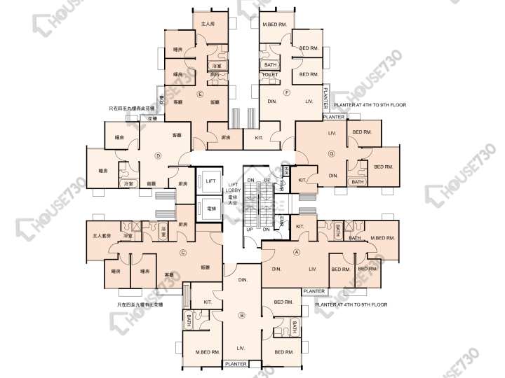 又一居 平面圖 又一居 7座 1-9樓 樓層平面圖 - House730