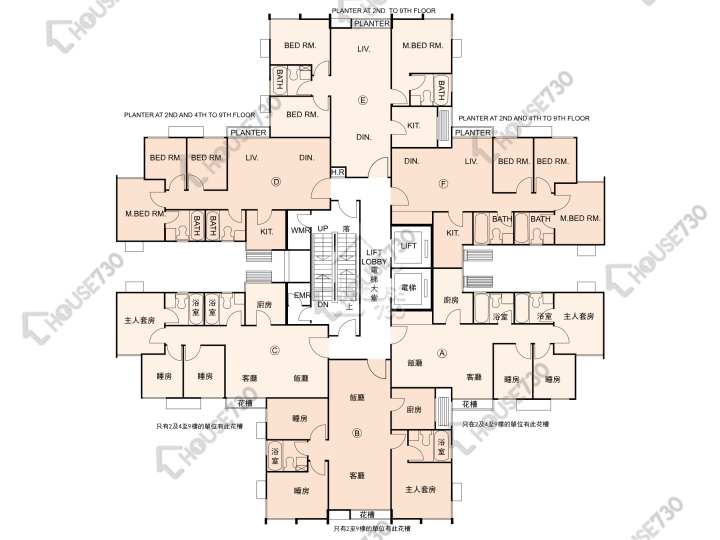 又一居 平面圖 又一居 14座 1-9樓 樓層平面圖 - House730