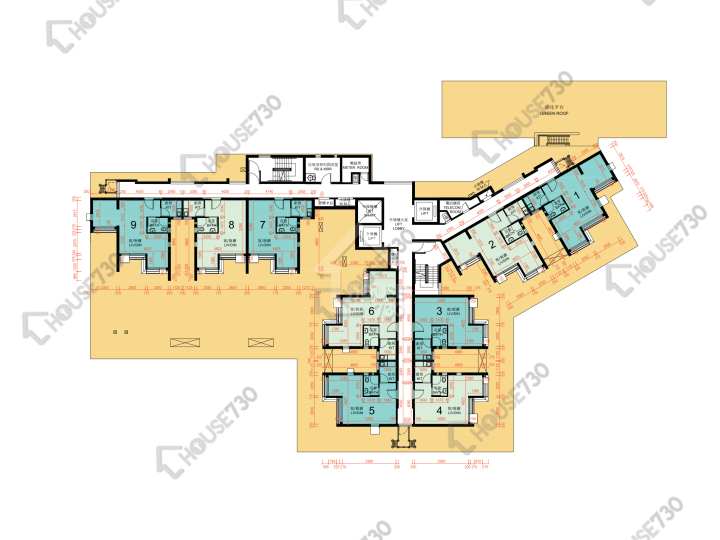 凱樂苑 平面圖 凱樂苑 B座 (凱莎閣) 1樓 樓層平面圖 - House730