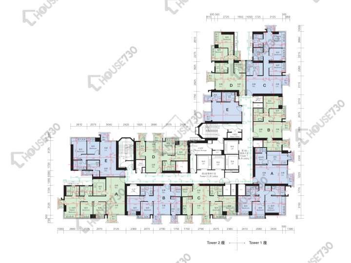 逸峯 平面图 逸峯 1座 12,15-18,19楼 楼层平面图 - House730