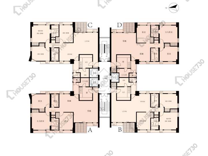 世界花園 平面圖 世界花園 百合閣 (4座) 1-20樓 樓層平面圖 - House730
