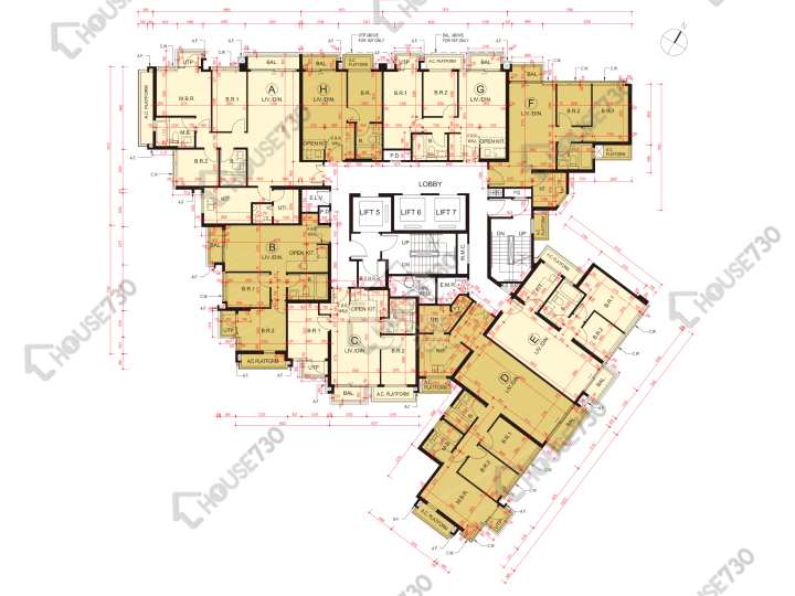 泓碧 平面圖 泓碧 2座 2-3,5-12,15,16樓 樓層平面圖 - House730