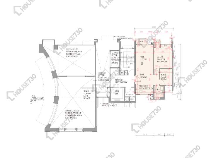 逸珑湾 平面图 逸珑湾 I 低座8座 1楼 楼层平面图 - House730