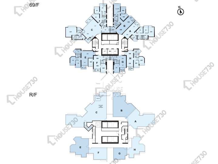 藍天海岸 平面圖 藍天海岸 3期 影岸‧紅 A座 (7座) 69樓 樓層平面圖 - House730