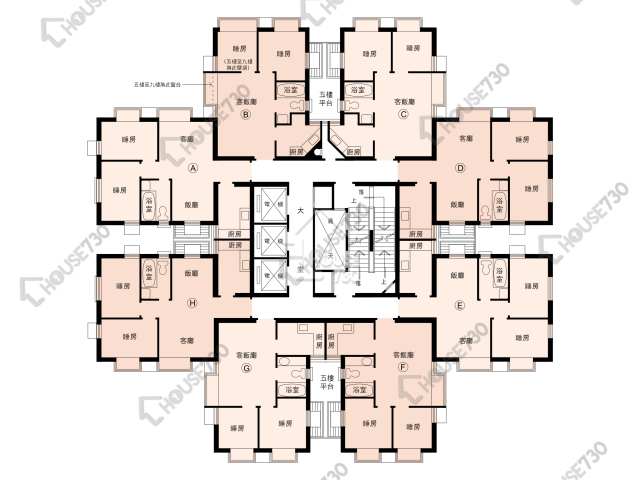 蔚景園 平面圖 蔚景園 1座 5-27樓 樓層平面圖 - House730