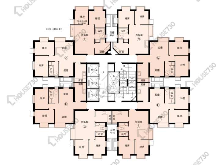 蔚景園 平面圖 蔚景園 1座 5-27樓 樓層平面圖 - House730