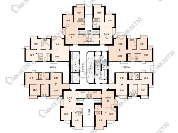 翠怡花園 平面圖 翠怡花園 2期 8座 2-13樓 樓層平面圖 - House730