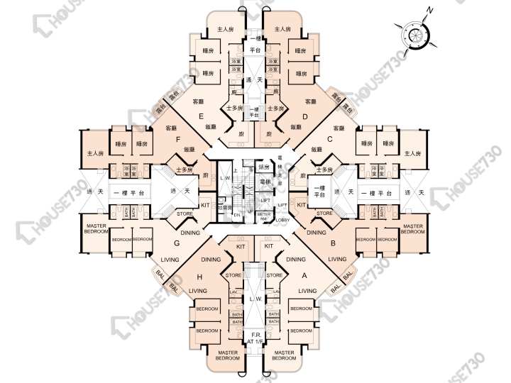 奕翠園 平面圖 奕翠園 8座 1-3,5-9,10樓 樓層平面圖 - House730