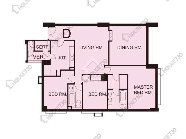 Ho Man Tin SUNPEACE COURT Upper Floor Unit Floor Plan 日和閣-高層/中層/低層-D室 House730-7243353