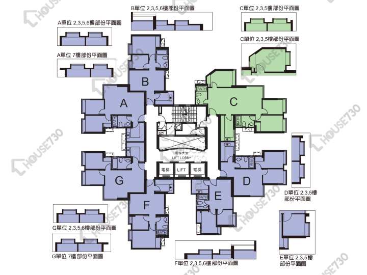 海逸豪園 平面圖 海逸豪園 4期 海逸灣 19座 2-3,5-12,15-23,25-26,27樓 樓層平面圖 - House730