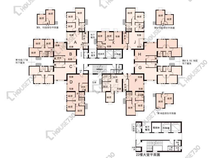 富榮花園 平面圖 富榮花園 10座 1-22樓 樓層平面圖 - House730