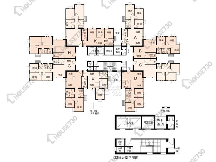 富榮花園 平面圖 富榮花園 13座 1-22樓 樓層平面圖 - House730