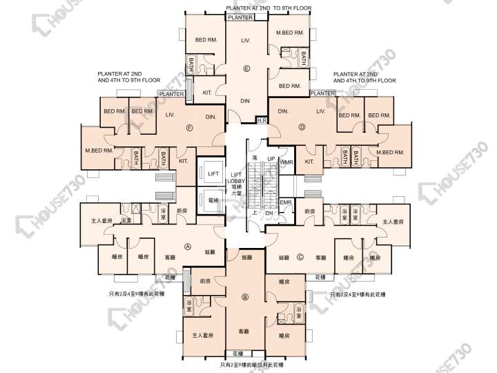 又一居 平面圖 又一居 15座 1-9樓 樓層平面圖 - House730
