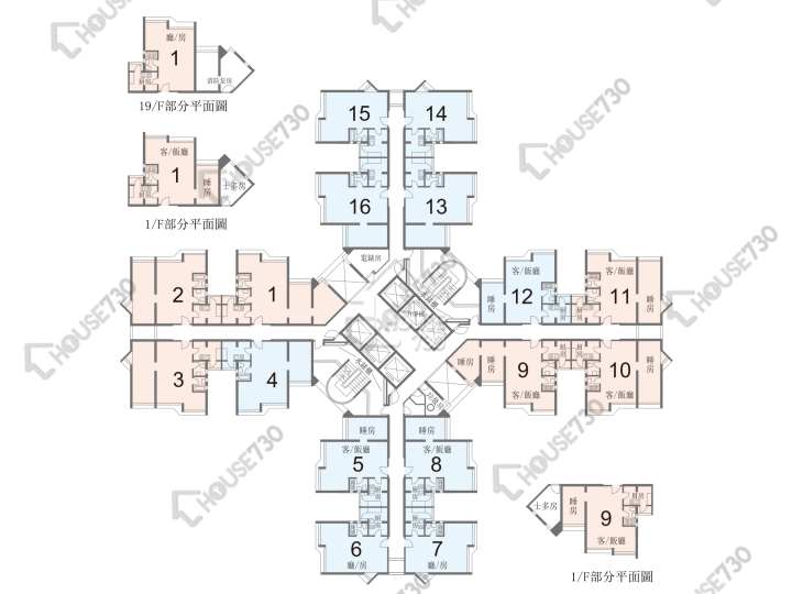 嘉盛苑 平面圖 嘉盛苑 嘉明閣 (A座) 1-38樓 樓層平面圖 - House730