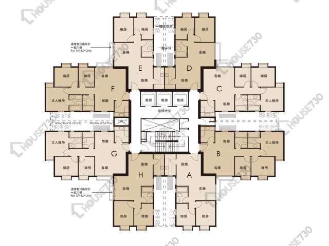 學士臺 平面圖 學士臺 1座 1-26樓 樓層平面圖 - House730
