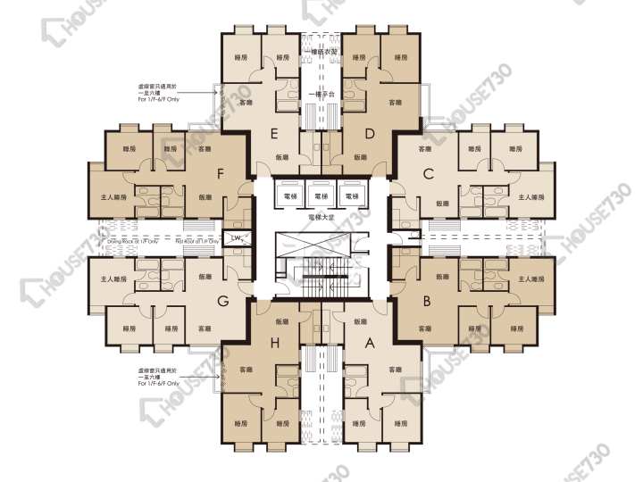 學士臺 平面圖 學士臺 1座 1-26樓 樓層平面圖 - House730