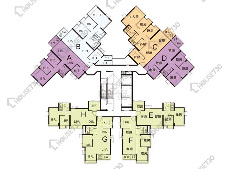 珀麗灣 平面圖 珀麗灣 3期 25座 6-13,15-23,25-31,32樓 樓層平面圖 - House730