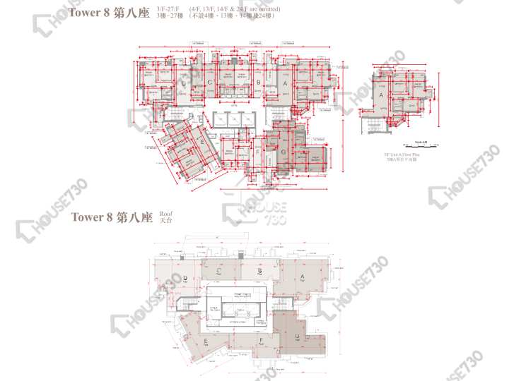溱柏 平面圖 溱柏 8座 3,5-12,15-23,25-26,27樓 樓層平面圖 - House730
