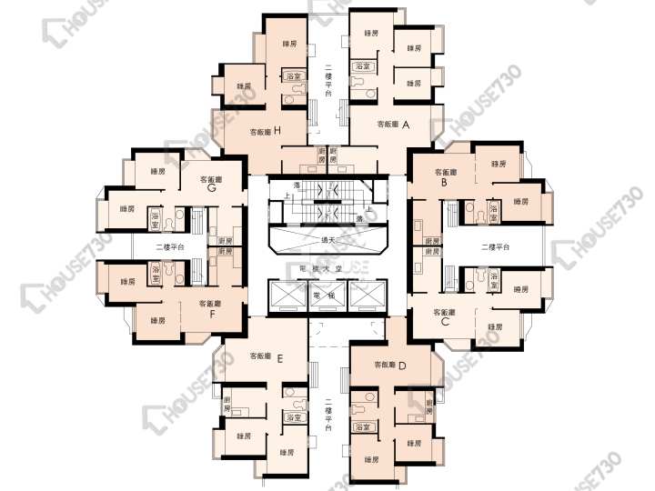 翠怡花園 平面圖 翠怡花園 1期 4座 2-13樓 樓層平面圖 - House730