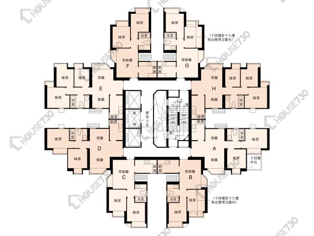 翠怡花園 平面圖 翠怡花園 2期 7座 14-37樓 樓層平面圖 - House730